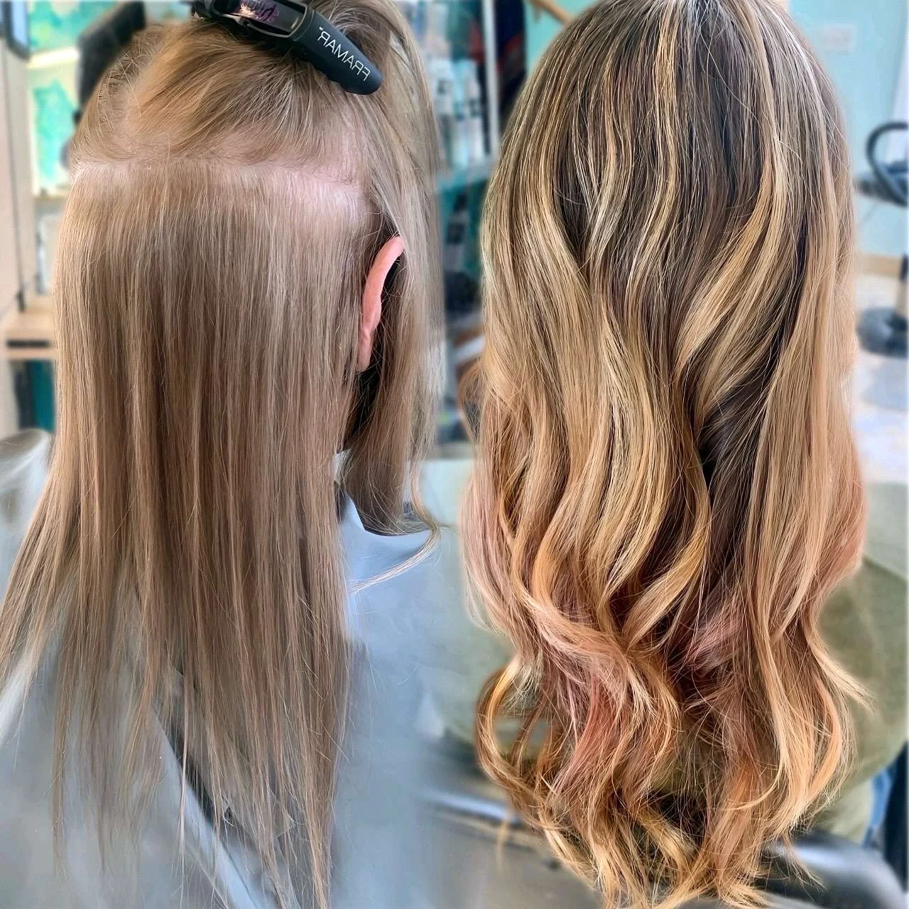 Before and after: thin blonde hair to full voluminous extensions