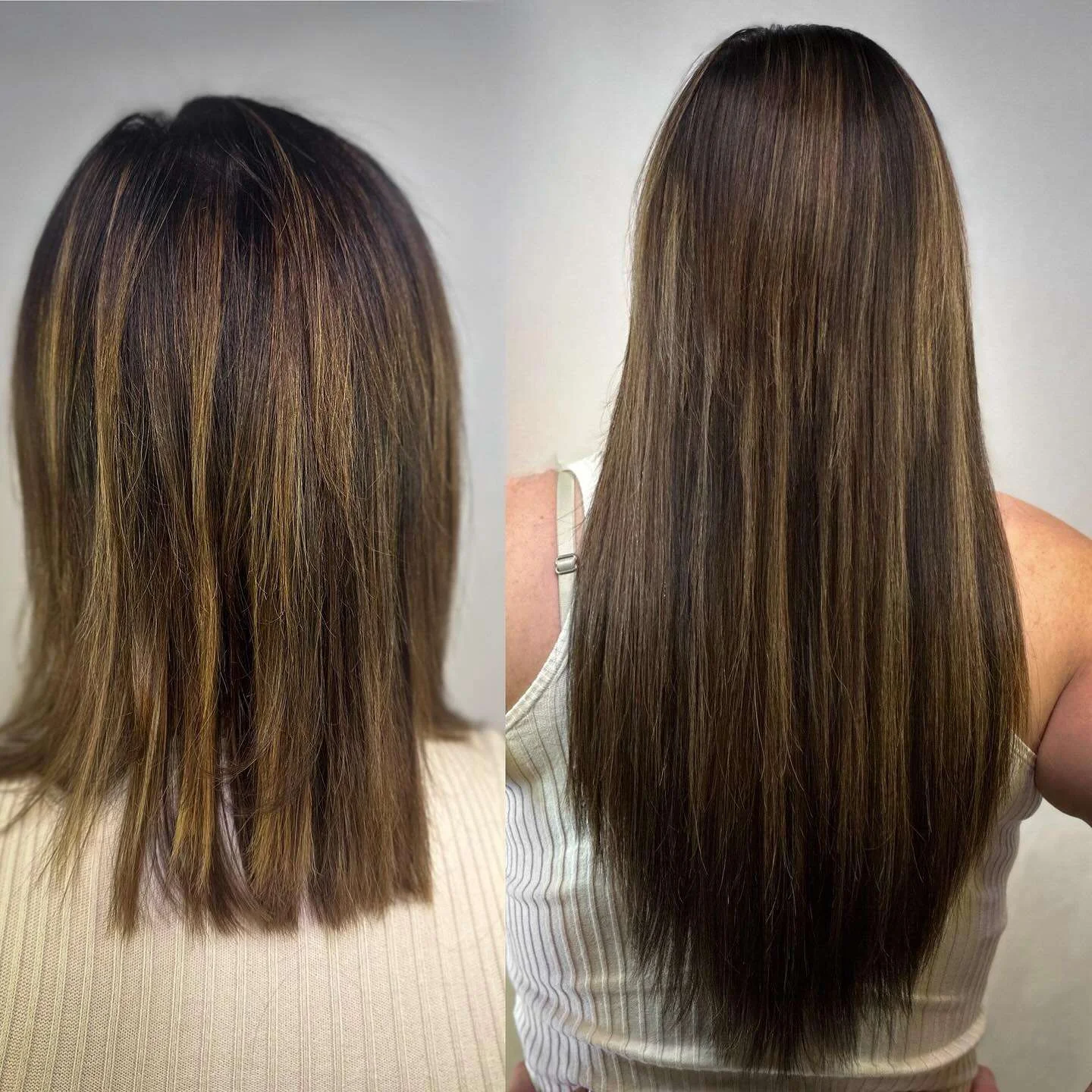 Before and after: short dark hair to long dark extensions
