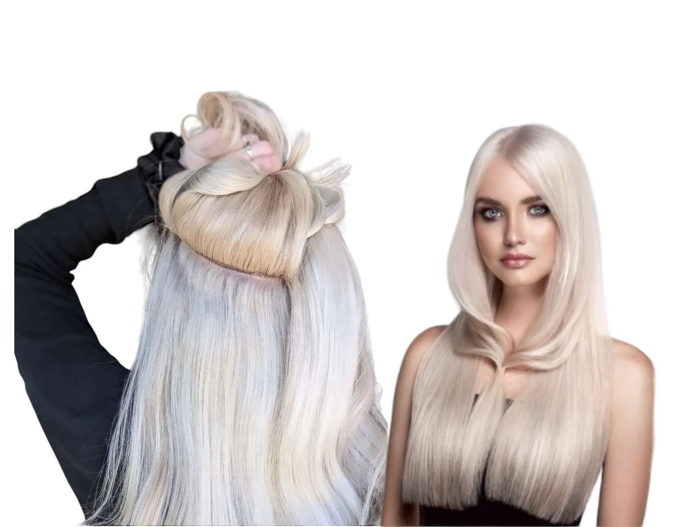 Extension application process and finished platinum blonde result